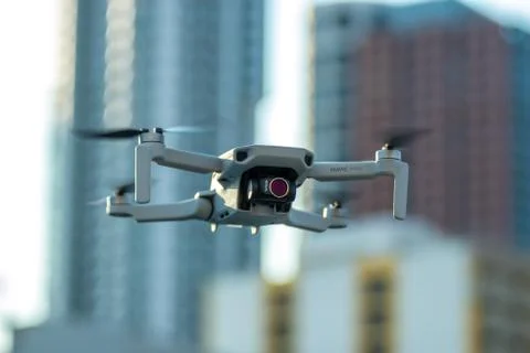 A Drone Performing a Test Flight. Foto stock