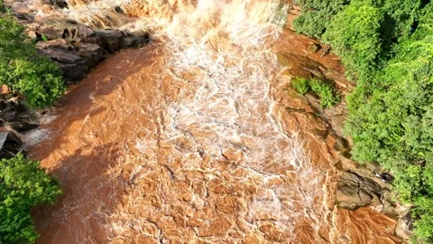 Drone perspective capturing muddy flood. Stock-Footage 341906975