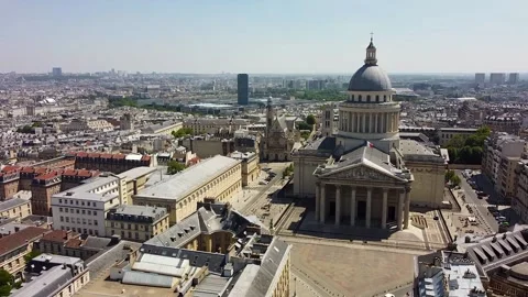 Drone perspective of Pantheon square in Paris and sky for copy space. Stock Footage 131492414