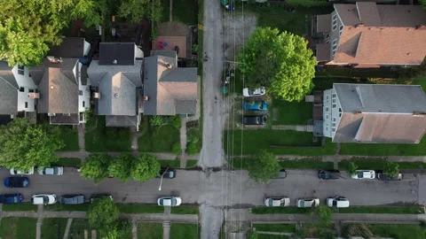 Drone perspective of poverty and rented properties in neighborhood Stock Footage 223197967