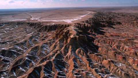 Drone Perspective Of Tsagaan Suvarga Cliffs, Gobi Mongolia Stock Footage 333580261