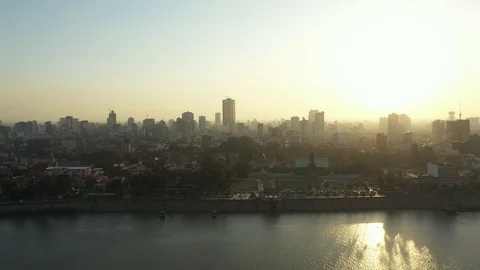DRONE PHNOM PENH BY SUNSET 3 Video stock 127005951