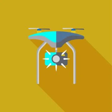 Drone with photo camera vector icon or illustration in a flat style Illustrazione stock
