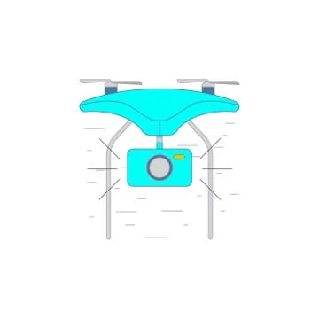 Drone with photo camera vector icon or illustration in a outline style Stock Illustration