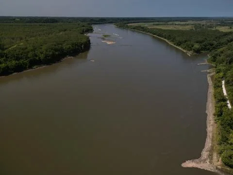 Drone photo of the Missouri River Фото