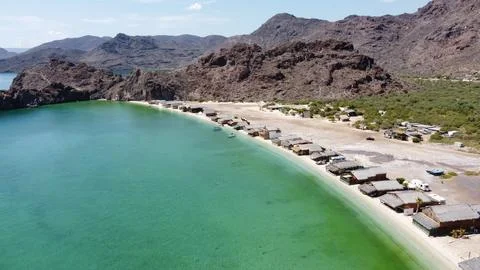 DRONE PHOTOGRAPHY AT EL BURRO BEACH IN BAJA CALIFORNIA SUR MEXICO Stock Photos
