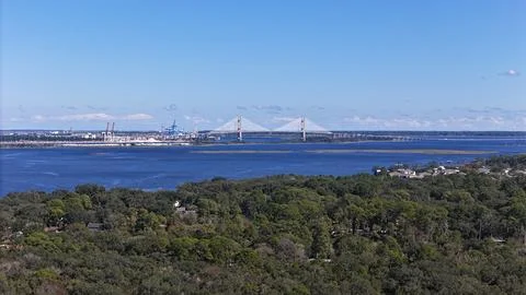 Drone picture of the Dames Point Bridge, Jacksonville, Florida 10-18-23 Stock Photos
