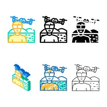 Drone pilot drone color simplified icon vector Stock Illustration