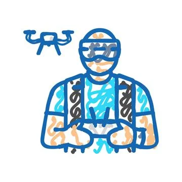 Drone pilot drone icon doodle illustration Stock Illustration