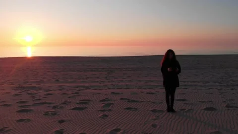 Drone pilot enjoying the sunset and Baltic Sea 스톡 동영상 130224649