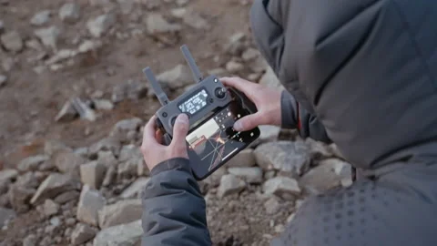 Drone Pilot Filming Lava Flow From Erupting Fagradalsfjall Volcano Stock Footage 156945864