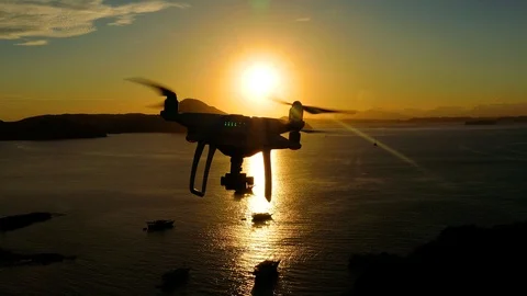 Drone pilot with high resolution camera flying over padar island in Komodo Stock Footage 86169187