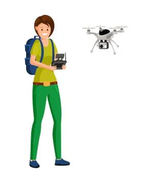 Drone pilot job flat vector illustration Stock Illustration