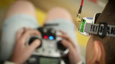 Drone Pilot Looking Through FPV Goggles Stock Footage 60812355