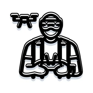 Drone pilot operating an unmanned aerial vehicle Illustrazione stock