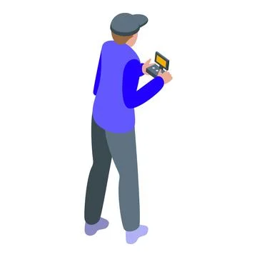 Drone pilot using remote controller with antenna operating uav Stock Illustration