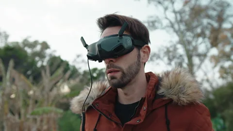 Drone Pilot With Virtual Glasses Stock Footage 232590361