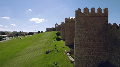 Drone point of view Avila cityscape. Spain Stock Footage 169043965