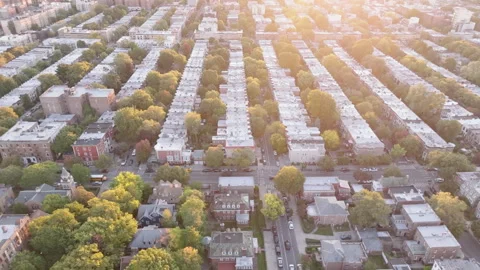 Drone point of view Brooklyn, New York sunrise Stock Footage 292485278