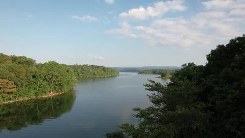 Drone Point of View of Calm Mountain Lake Video stock 247466618