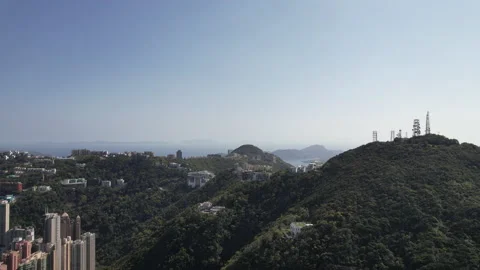 Drone point of view from Hong Kong Island peak Stock Footage 171649044