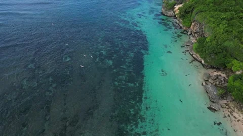Drone point of view at ocean coastline Stock Footage 311937946