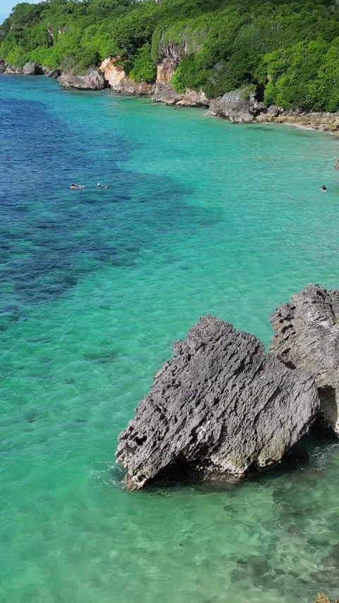 Drone point view at seaside of tropical island at sunny day Stock Footage 311940748