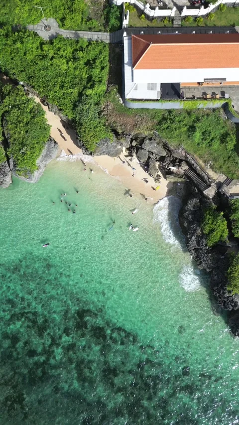 Drone point view at seaside of tropical island at sunny day Stock Footage 311940956