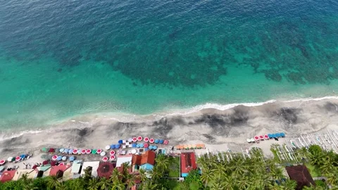 Drone Point of View of Virgin Beach Pantai Pasir Putih, Karangasem, Bali Video stock 312743230