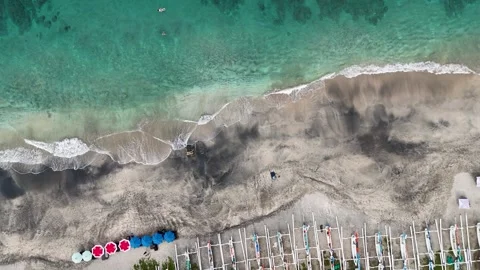 Drone Point of View of Virgin Beach Pantai Pasir Putih, Karangasem, Bali Stock Footage 312743399