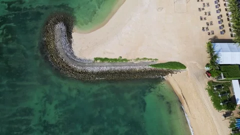 Drone point view at wave breaker and tropical beach Stock Footage 311941227