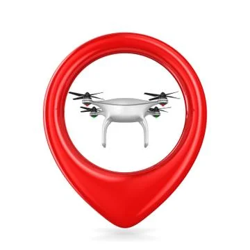 Drone into pointer on white background. Isolated 3d illustration Stock Illustration