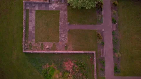 Drone points straight down in Beddington  Park, UK Stock Footage 187597083