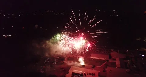 Drone POV of Fireworks Stock Footage 312698181