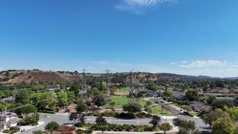 Drone Powerlines Rise Video Stock Footage 321368580