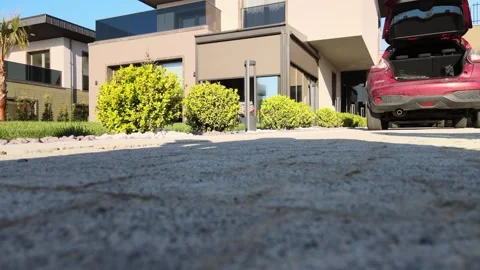 Drone Pre-Takeoff at Villa - Car, Green Grass and Shadows 4K 스톡 동영상 300897571