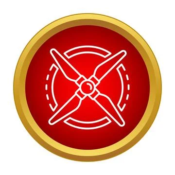 Drone propeller rotating icon in golden frame イラスト素材
