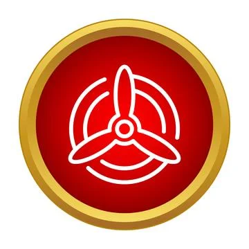 Drone propeller spinning icon in red circle Stock Illustration