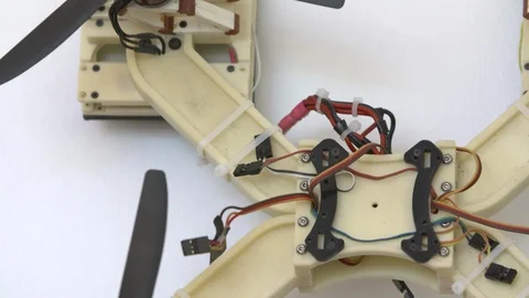 Drone propellers on white background Stock Footage 93526943