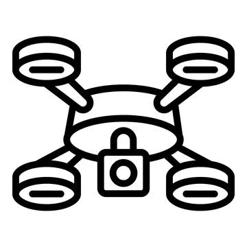 Drone protecting privacy and security with padlock symbol Stock Illustration
