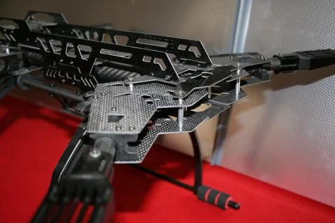 Drone prototype in the production line awaiting to be assembled with electronics Stock Photos