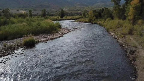 Drone Provo River flyover Stock Footage