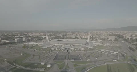 Drone Pull Away from Juventus Stadium in Turin, Italy Stock-Footage 344150941