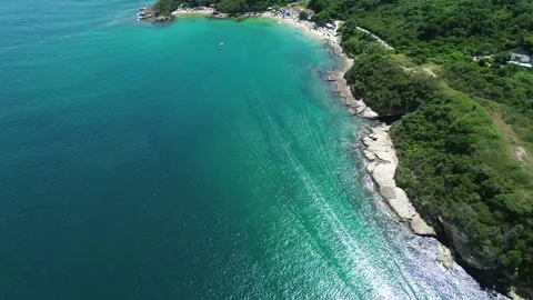 Drone Pull Away Reveal of Azeda and Azedinha Beaches, Búzios, Brazil Video stock 339580677
