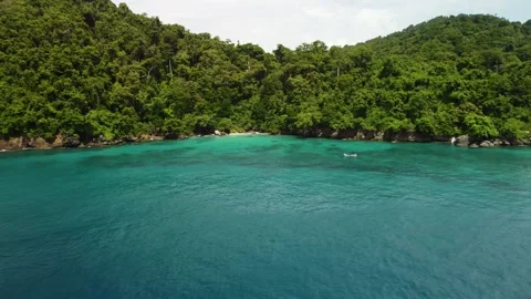 Drone Pull Back and Ascend Over Tropical Island  Pulau Nasi, Sumatra, Indones Stock Footage 315300501
