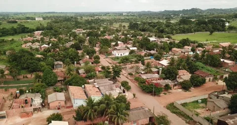 Drone pull-back shot of Xinguara city, Pará, Brazil Stock Footage 317733527