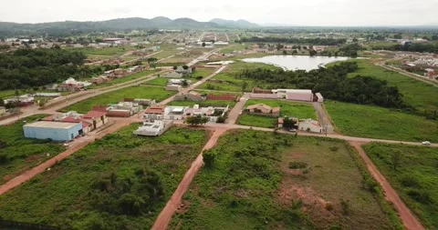 Drone pull-back shot of Xinguara city, Pará, Brazil Stock Footage 317734410