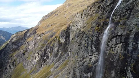 Drone Pull back from waterfall Stock Footage 290027615