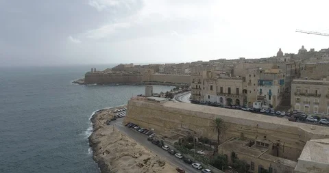 Drone Pull Shot of Valletta Stock Footage 119553571