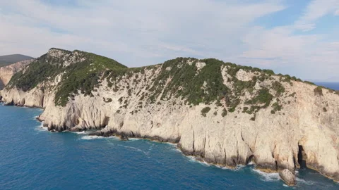 Drone Pullback Along Cape Lefkatas Cliffs Stock-Footage 335950673